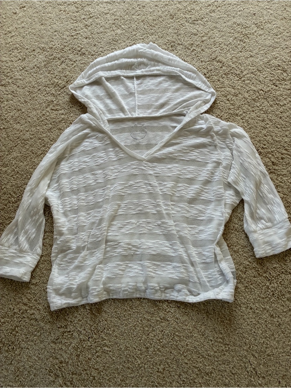INC International Concepts Textured Hooded Top in White XL Like New